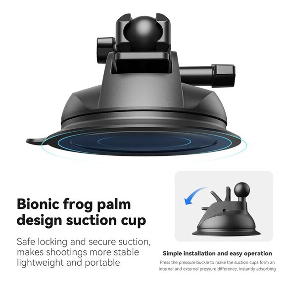 TELESIN Universal Suction Cup Car Holder 360ยฐ Rotation for Cameras & Smartphones - Picture 4 of 14